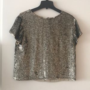 Alice + Olivia stunning silver sequin T